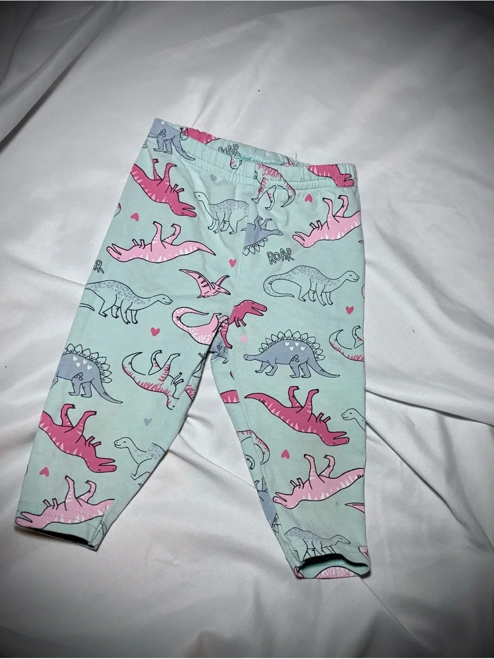 Carter's Mint Leggings with Pink & Purple Dinosaur Print